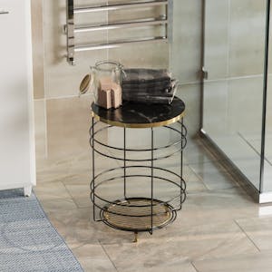Table d’appoint porte-plante – finition noir et doré SFAX
